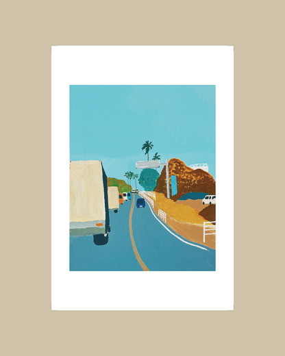 4 postcards set (landscapes in town)