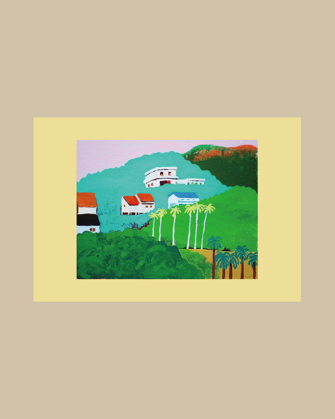 4 postcards set (landscapes in town)