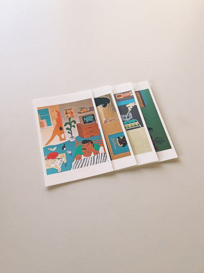 4 postcards set