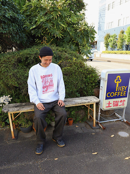 "KANGAROO" 12.7 oz crewneck sweat (ash & cardinal red)
