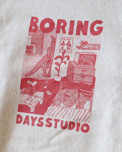 "KANGAROO" 12.7 oz crewneck sweat (ash & cardinal red)