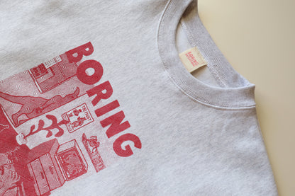 "KANGAROO" 12.7 oz crewneck sweat (ash & cardinal red)