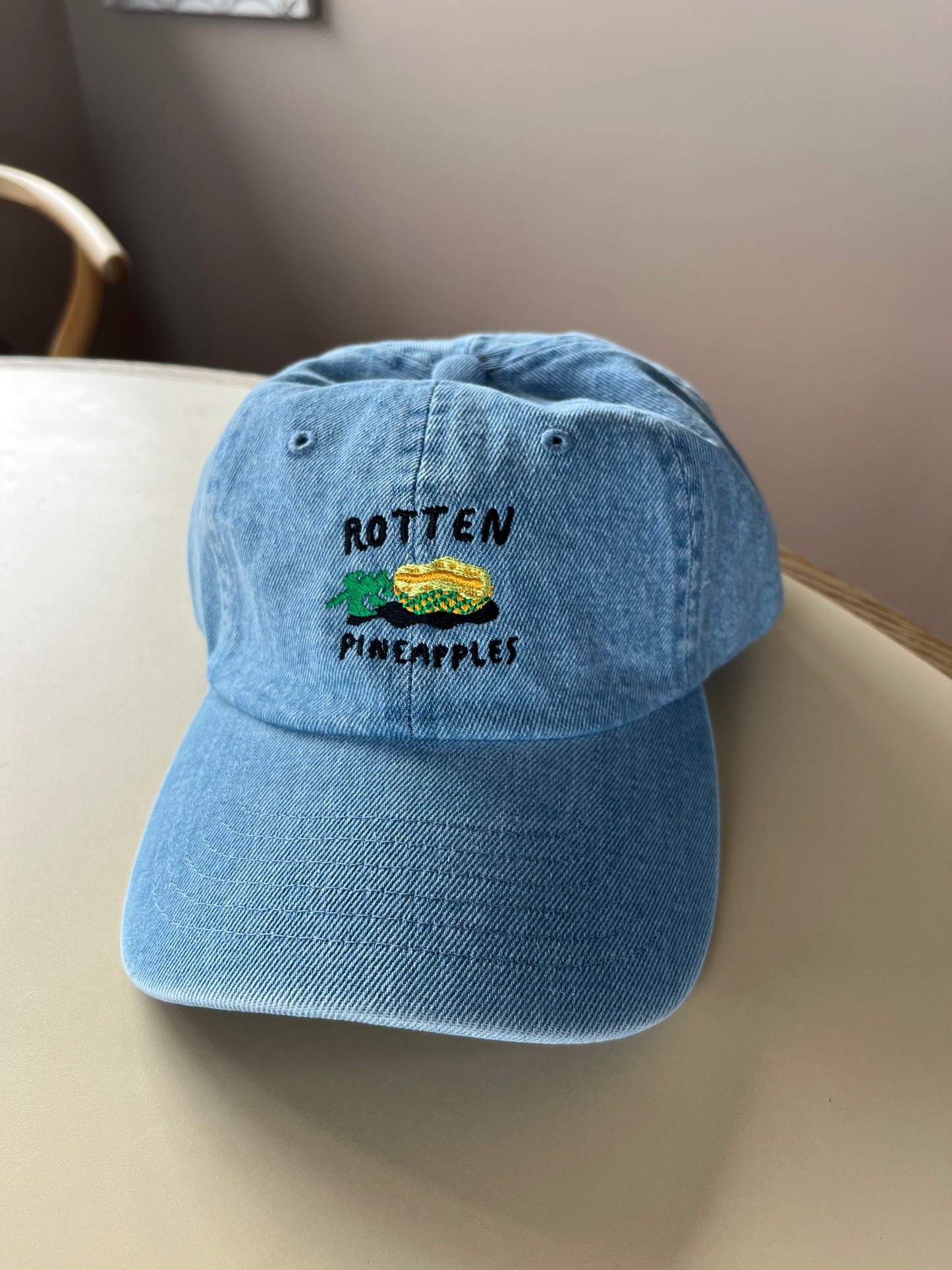 "ROTTEN PINEAPPLES" cap (light blue denim)